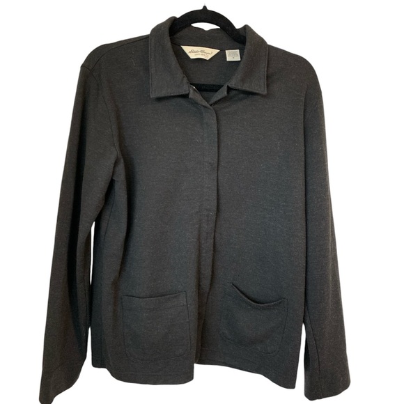Eddie Bauer Women’s Grey‎ Jacket Full Zip Cardigan Size M Outerwear Outdoor Y2k - Picture 1 of 8